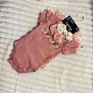 bebe Pink Floral & Solid Ruffle onesies